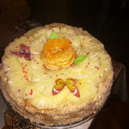 Медовый торт с ананасом