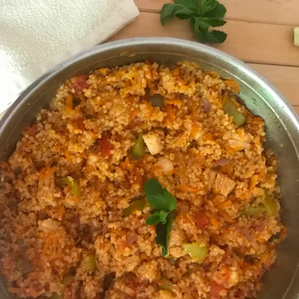 🍥Кус кус 
(Куриная грудка с овощами)