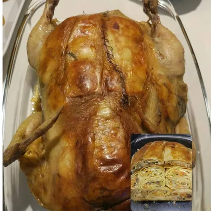 Курица фаршированная блинами - Пошаговый рецепт с фото. Вторые блюда. Блюда из курицы