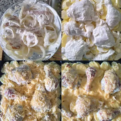 Диетическая курочка, запечённая в духовке с картофелем и сыром