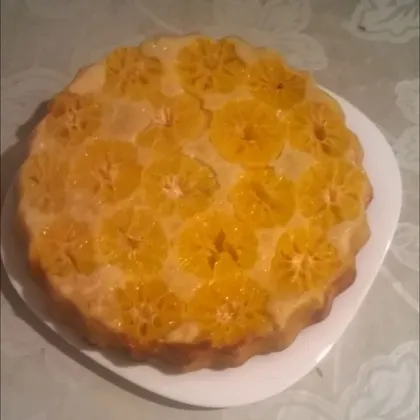 Карамельный залитый пирог из мандаринов
