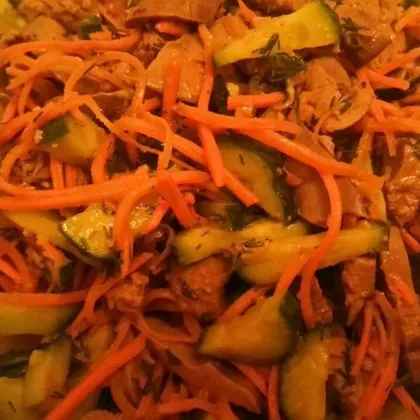Салат из печени с корейской морковью