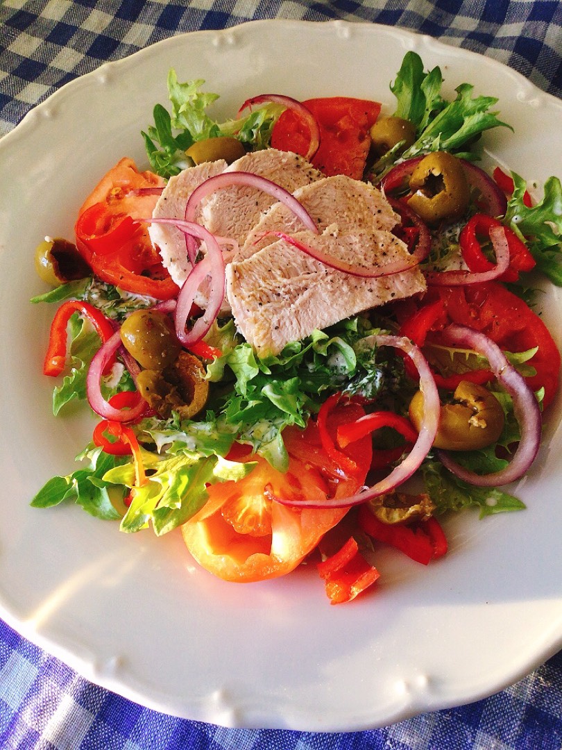 Овощной салат с индейкой, пошаговый рецепт с фото