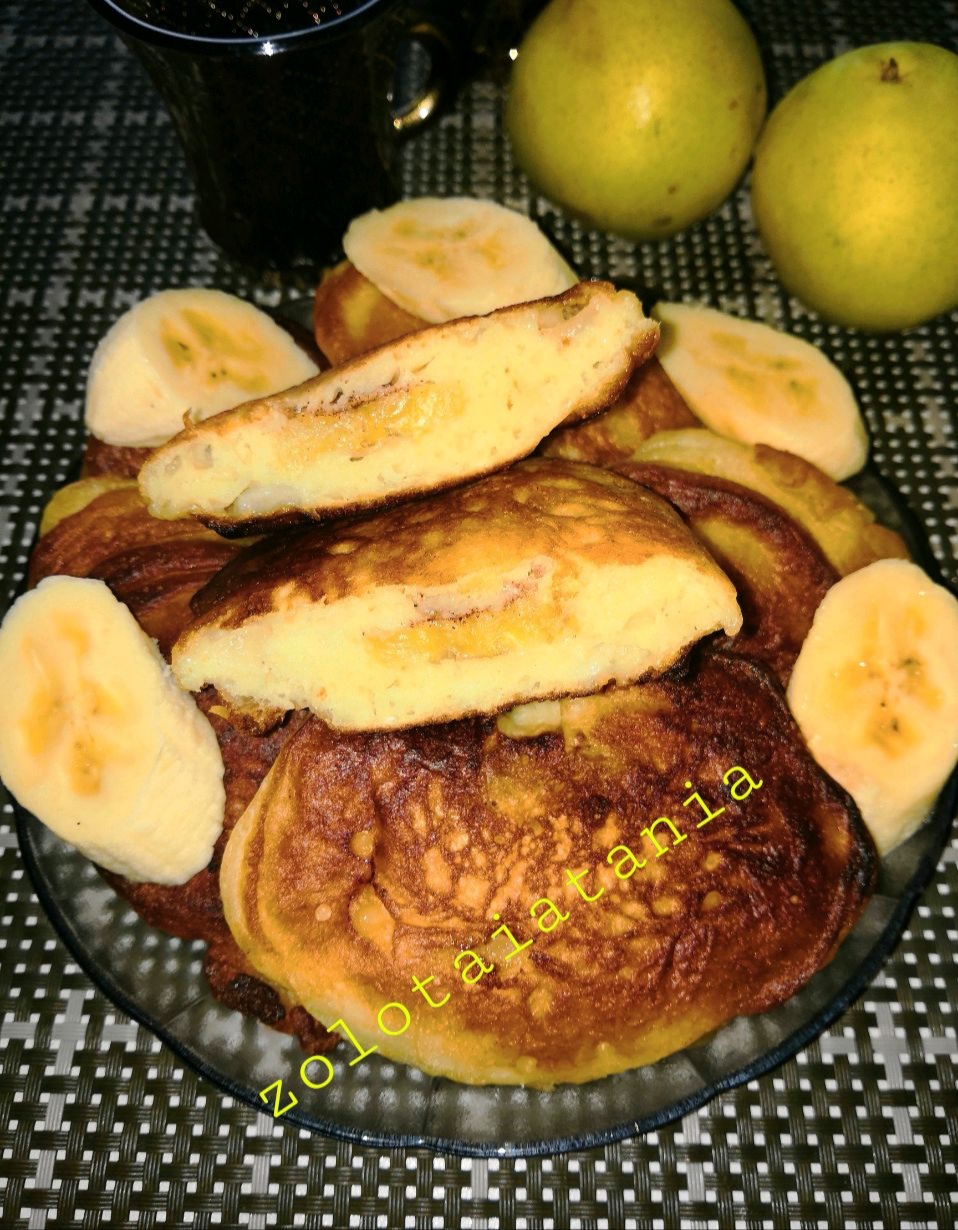 Оладьи с грушей и банановой начинкой🍌🍐