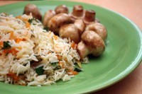 Запеченный с шампиньонами постный рис
