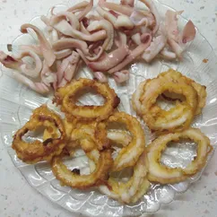 Кольца кальмара в кляре и тушёный кальмар в сливках🦑😍🦑