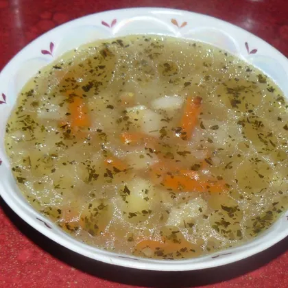 Постный суп с консервированным горошком