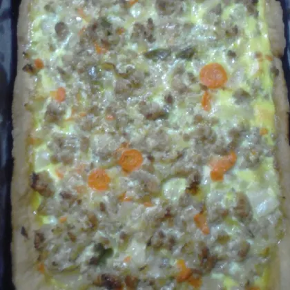 Пирог с мясом и овощами (тесто на рассоле)