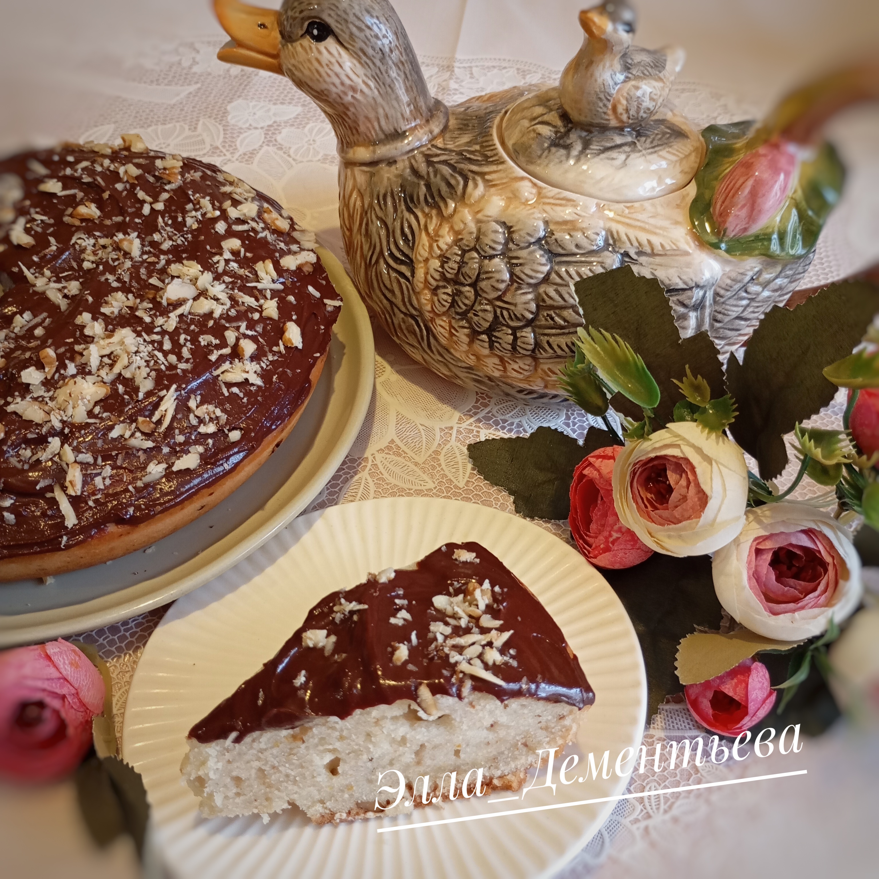 Постный пирог с апельсином и грецкими орехами 