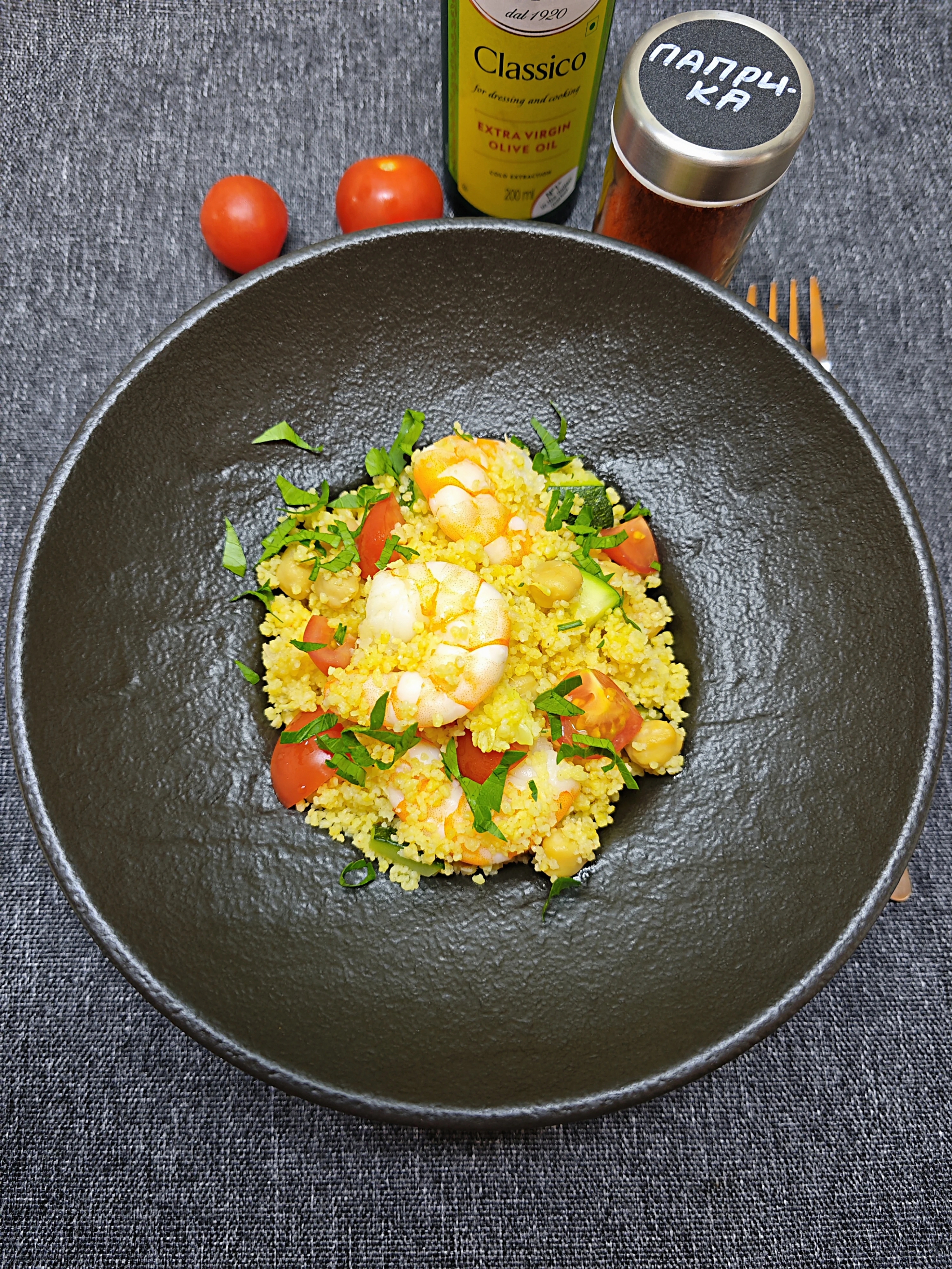 Кускус с креветками