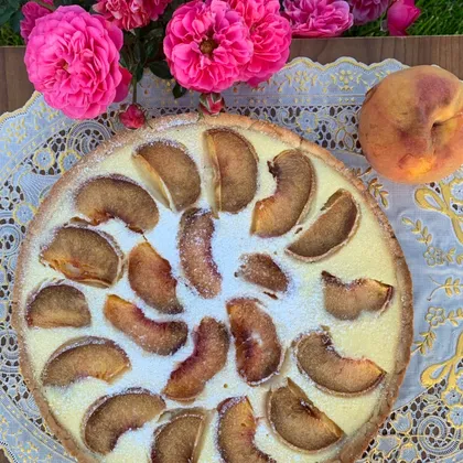 Пирог творожный с персиками 🍑