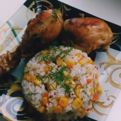 Жареная курица с рисом
