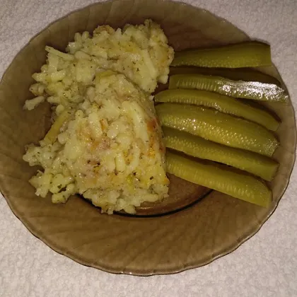 Тушеный картофель с копченым салом и специями