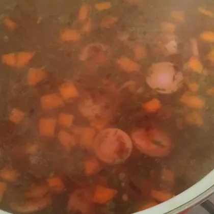 Быстрый суп с сосисками и вермишелью