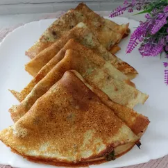 Блины на кефире с грибным припёком