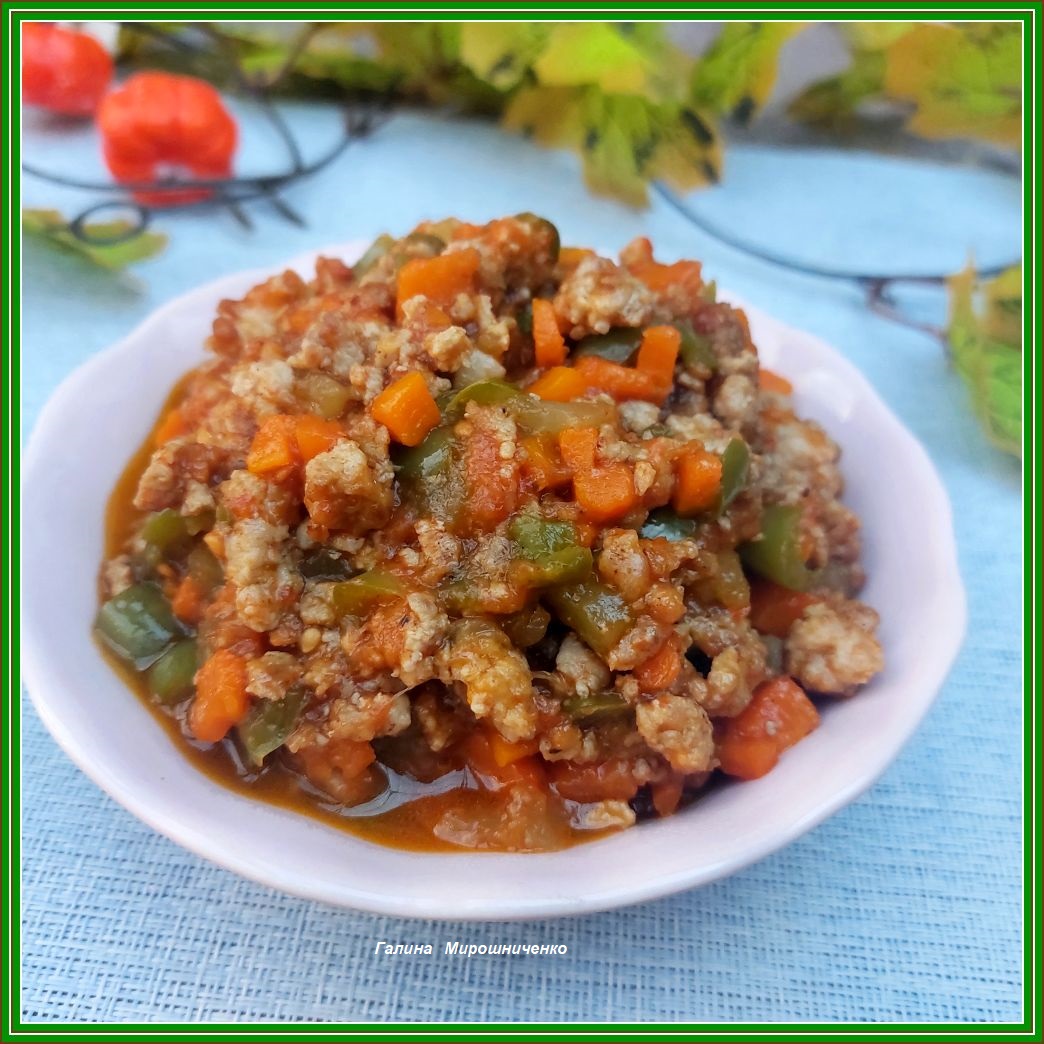 Мясная подливка из фарша с овощами