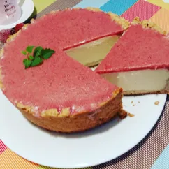 Чизкейк творожный с клубничным желе🍓🍰