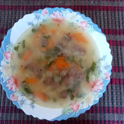 Рисовый суп с колбасками