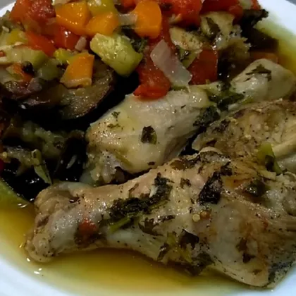 Курица с овощами томленная в духовке