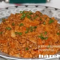 Чечевица с мясным фаршем и грибами