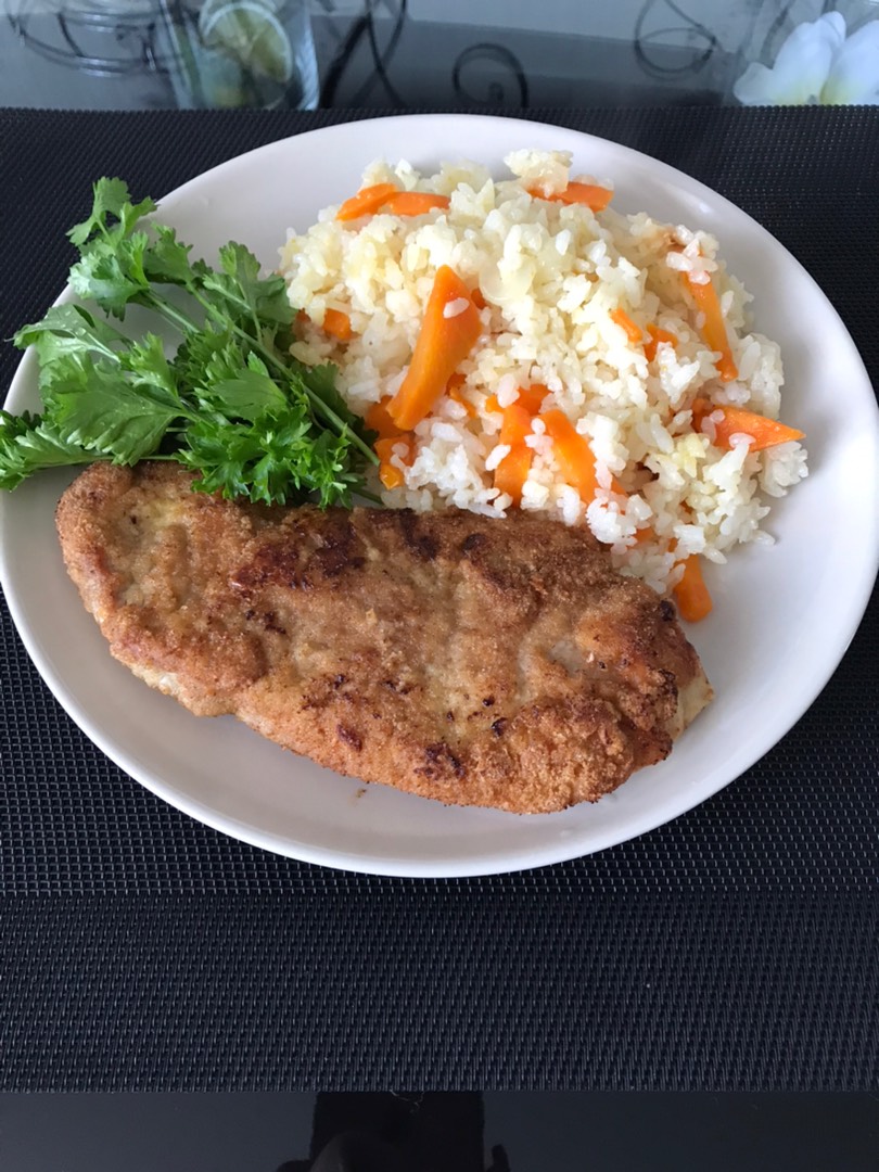 Свиная отбивная, с рисом