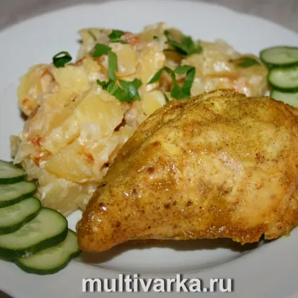 Курица в маринаде и картофель в сливках (2 в 1)