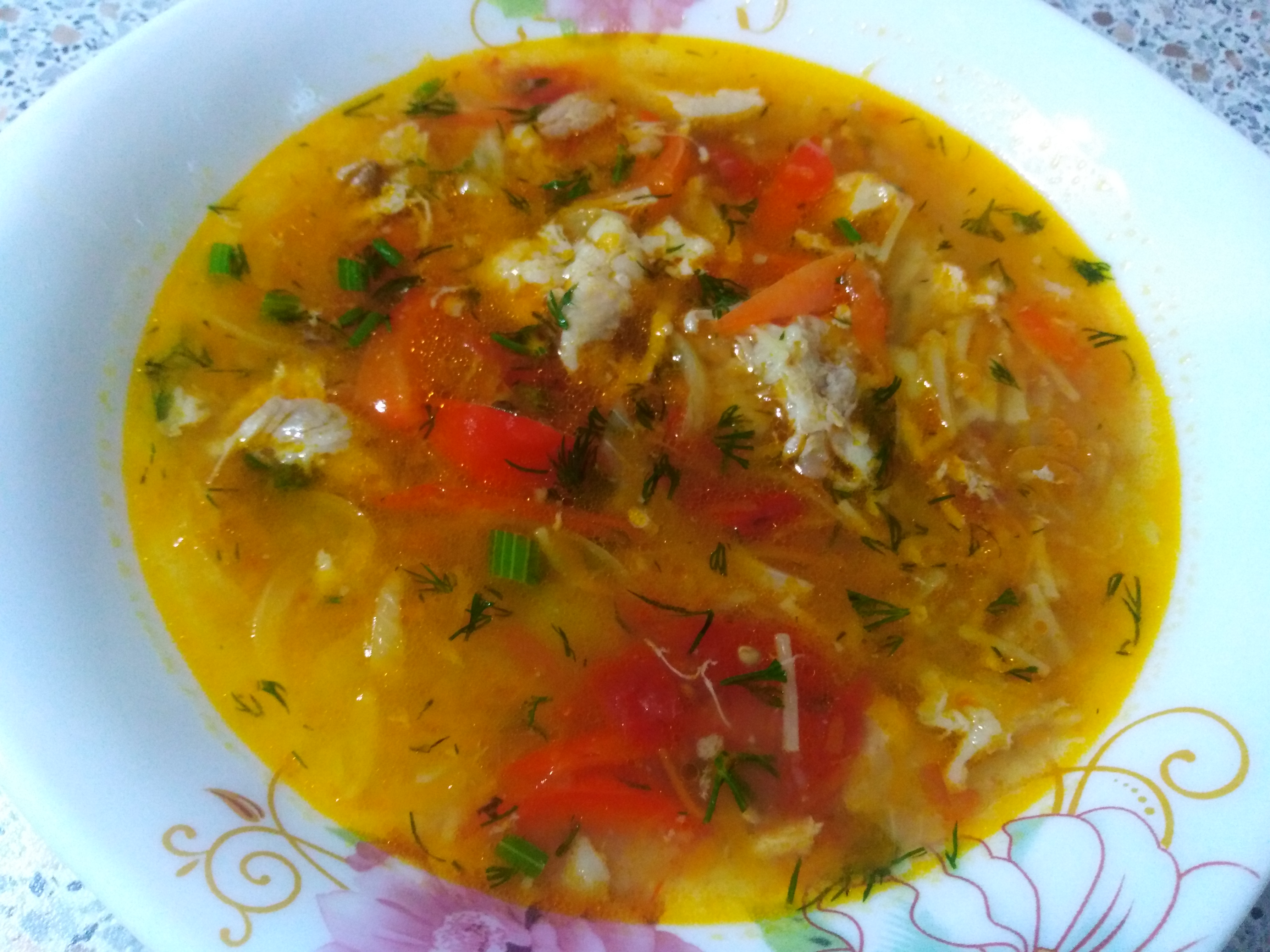Суп на свинине с вермишелью и овощами