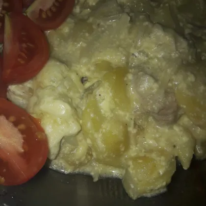 Картофель запеченный с мясом и сыром