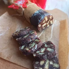 Шоколадная колбаса с грецкими орехами 