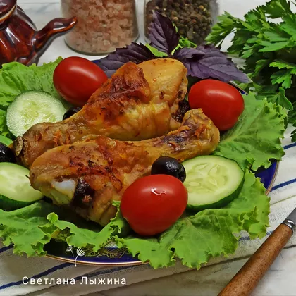 Сливочные куриные голени в духовке