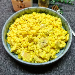 Птитим с курицей в сливочном соусе 