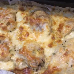 🥔🍗🧀🥚🌿Картофель и куриные бедрышки под сырной корочкой