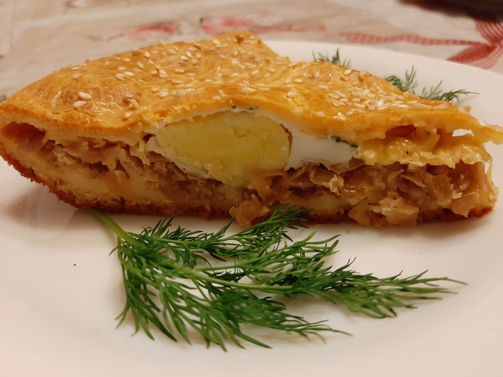 Заливной пирог с капустой, сыром и яйцом🍳🧀🥬🥧👩‍🍳