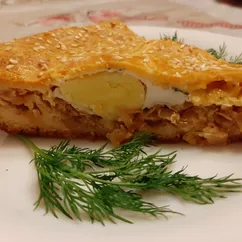 Заливной пирог с капустой, сыром и яйцом🍳🧀🥬🥧👩‍🍳