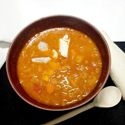 Пряный чечевичный суп с тыквой