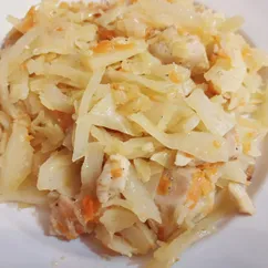 Тушёная капуста с курицей