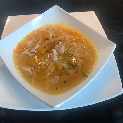Куриный суп с тыквой и вермишелью