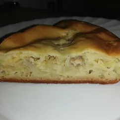 Заливной пирог с фаршем, картошкой и сыром