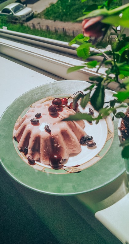 Сметанный пудинг с ягодами🍧