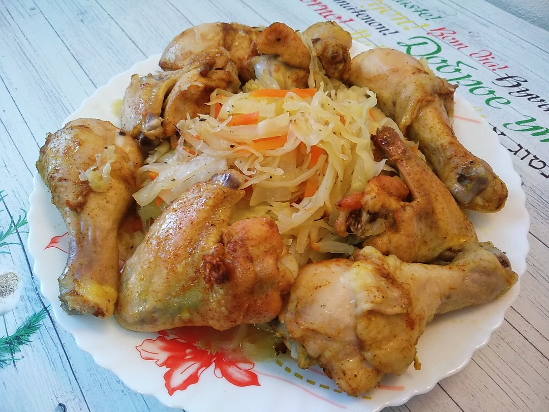 Курица с капустой в рукаве