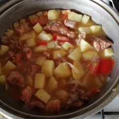 Мясо тушеное с овощами