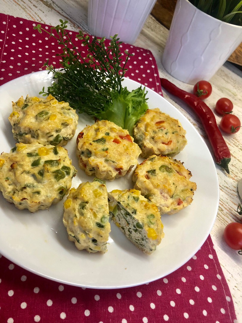 ПП-маффины из куриной 
грудки с овощами