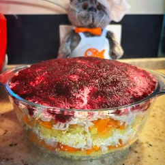 Салат слоёный с курочкой и корейской морковью