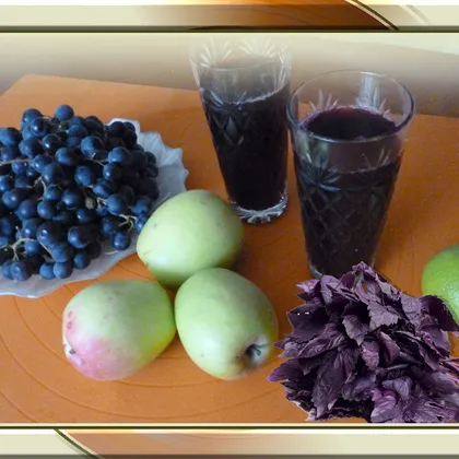 Компот  из яблок с базилком  или Прохладительный напиток из Базилика (Регана) с фруктами и ягодами