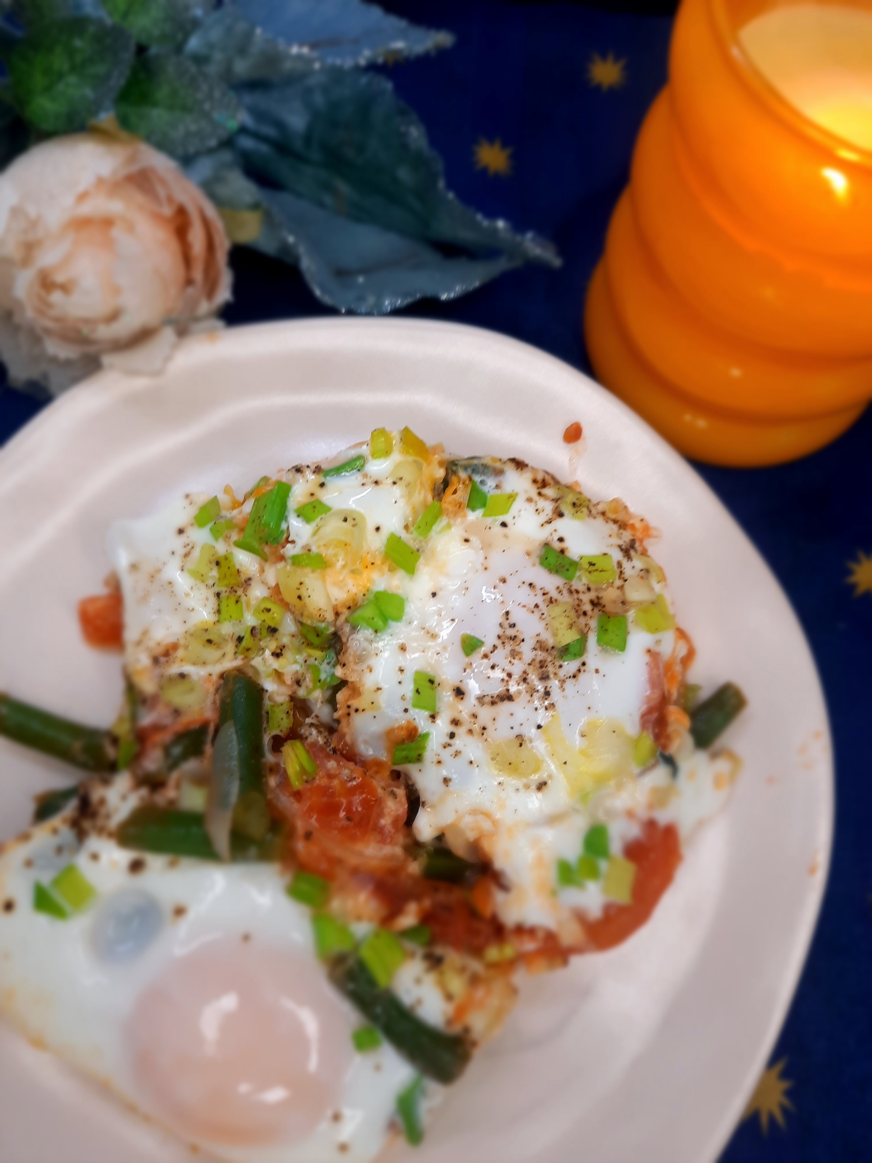 Глазунья со стручковой фасолью