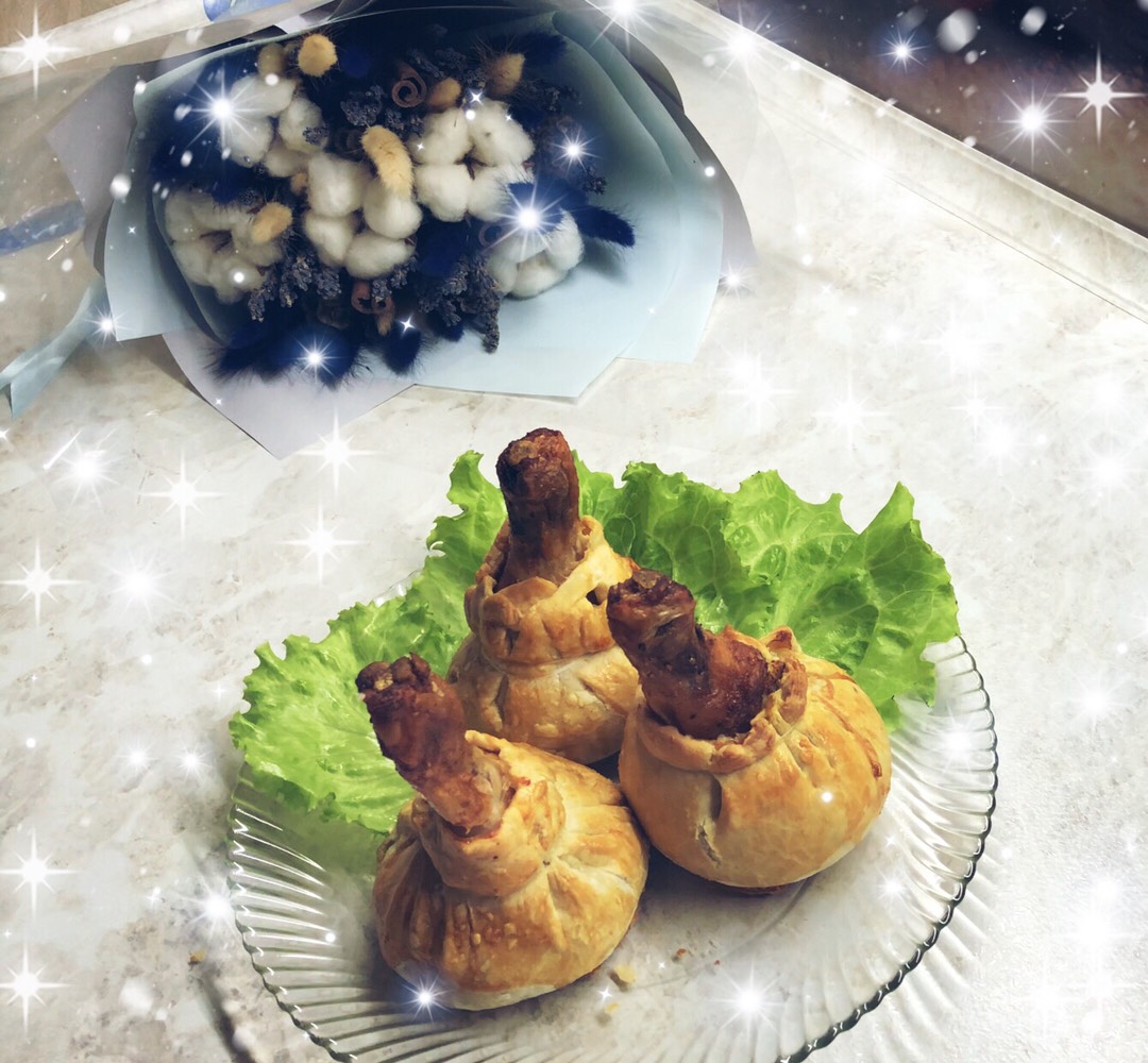Куриные ножки в слоеном мешочке