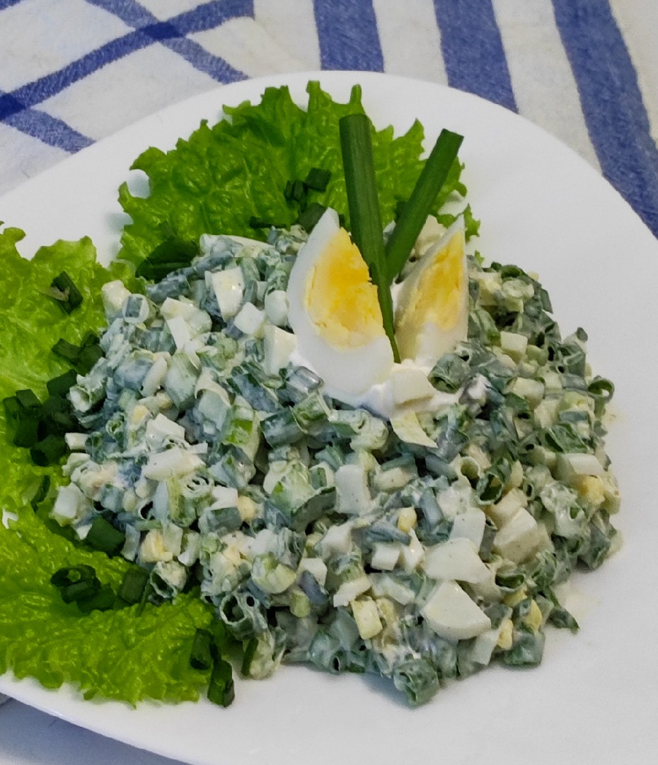 ❤️ Салат с зелёным луком, сметаной и яйцом