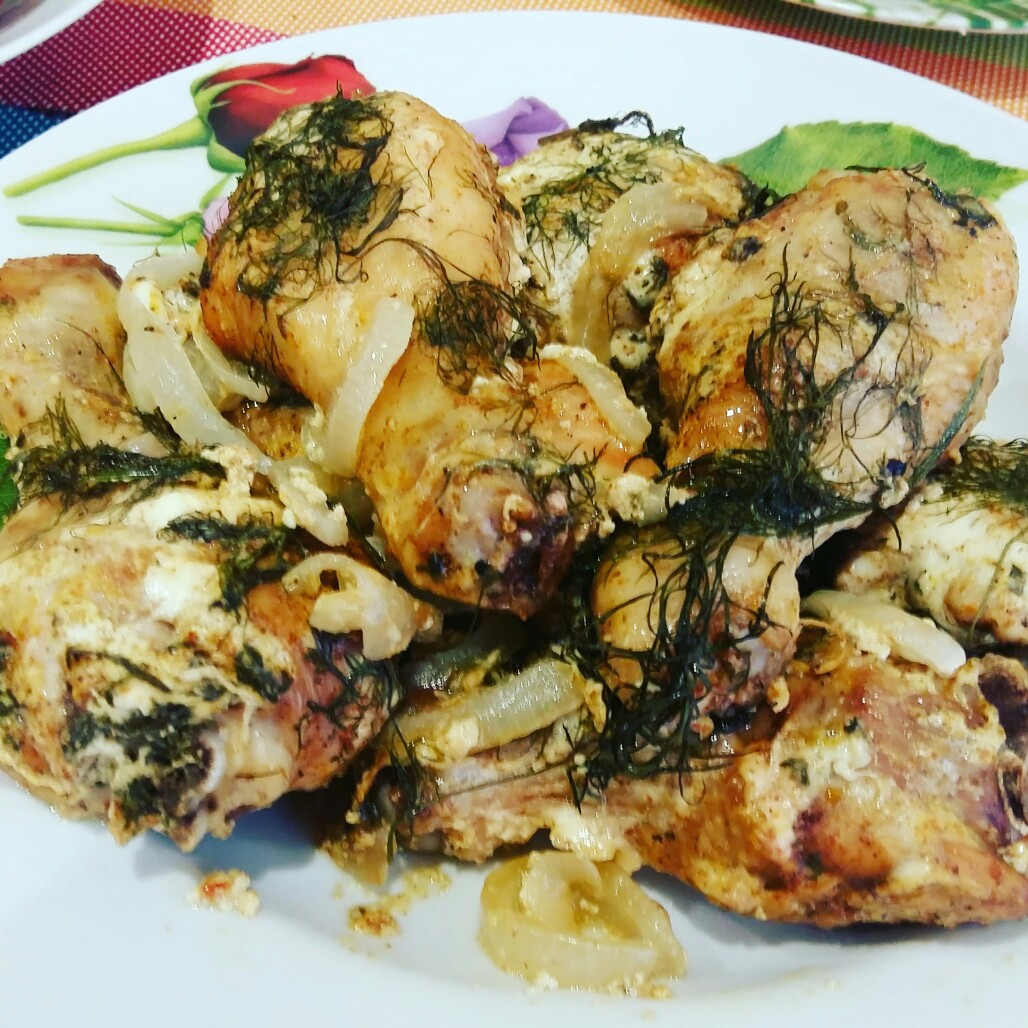 Куриные голени в духовке в сметано-томатном маринаде Махеевъ