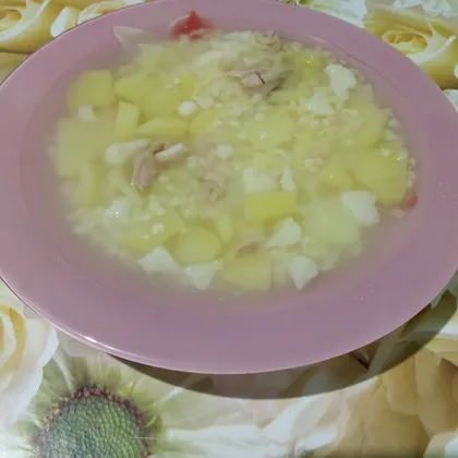Суп с перепелом, пшеном и цветной капустой
