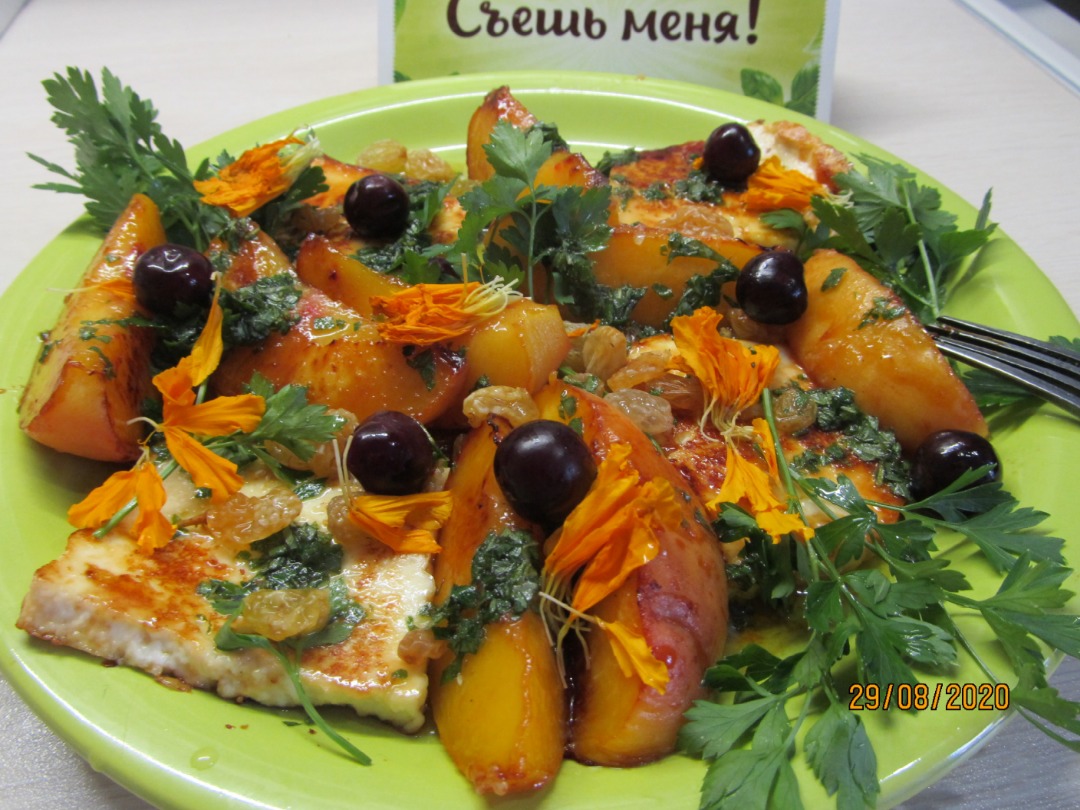 Салат из персика и сыра "Жёлтый" 🍑🧀